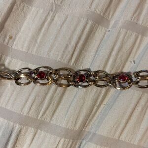 Elegant Gold and Red Gemstone Bracelet